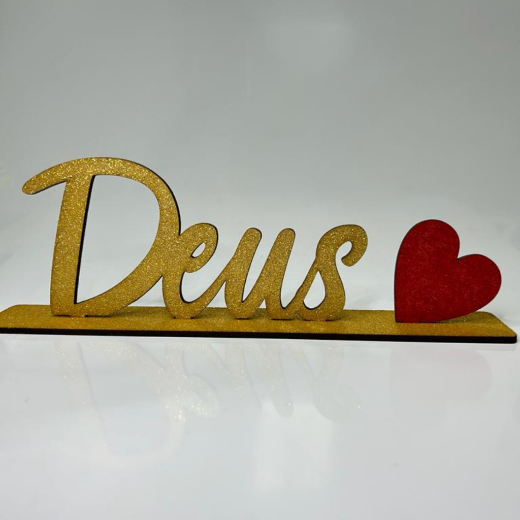 Placa Decorativa Deus Com Base Para Mesa Estante Decoração Casa
