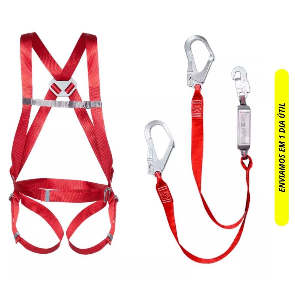 Cinto + Talabarte Duplo Y Com Abs 1,35m Segurança Epi Altura Trabalho Obras Escalada Paraquedista Adventure Esporte