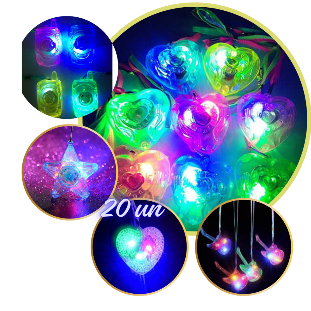 20 Un Colar Pisca Neon Led festa Casamento Formatura balada Luminoso Colorido Crianca Modelos Sortidos