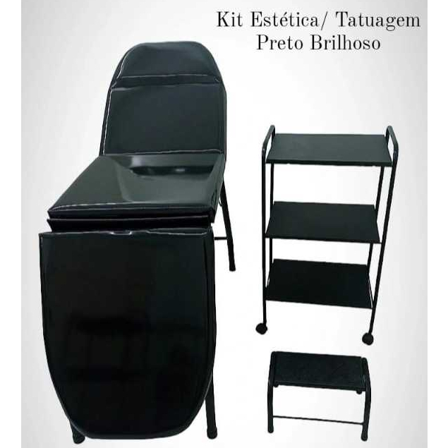 Kit Estética Maca 3 Posições, Carrinho Auxiliar, escadinha/ Tatuagem/ Micropigmentação/ Depilação