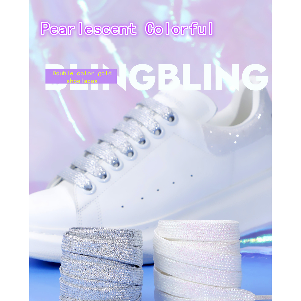 Cadarço glitter 0,90m 90cm tenis Brilho brilhante Glitter Prata Dourado juvenil