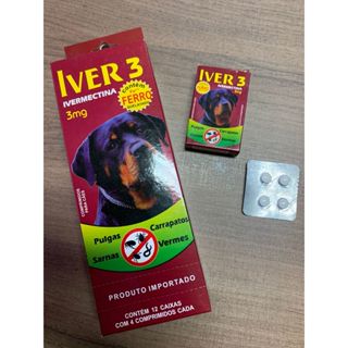 VERMÍFUGO - Iver 3mg P/ Cães De 5 A 15kg - 3 mg c/ 4 comprimidos