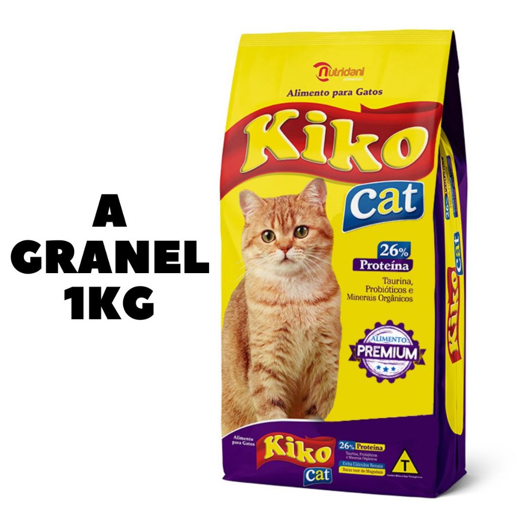 Ração para Gato Adulto Kiko Cat Mix Premium Sabor Carne e Peixe 26% Proteína à Granel 1Kg