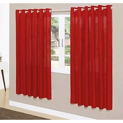 Cortina De Sala Rústica New Pantex Vermelha 3,00 x 1,70 Bella Janela
