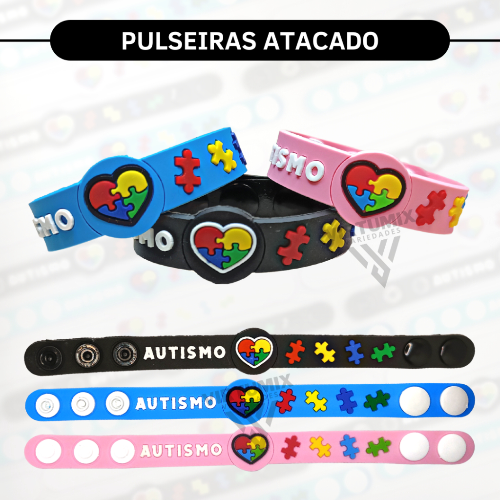 Kit Revenda Atacado Pulseira de Identificação Autismo Autista Infantil Silicone em Oferta na Shopee