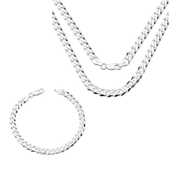 Conjunto Corrente e Pulseira Grumet 70cm 7mm Prata 925