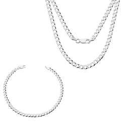 Conjunto Corrente e Pulseira Grumet 60cm 4.5mm Prata 925