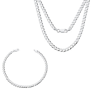 Conjunto Corrente e Pulseira Grumet 60cm 4.5mm Prata 925