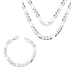 Conjunto Corrente e Pulseira Grumet 3x1 60cm 7mm Prata 925