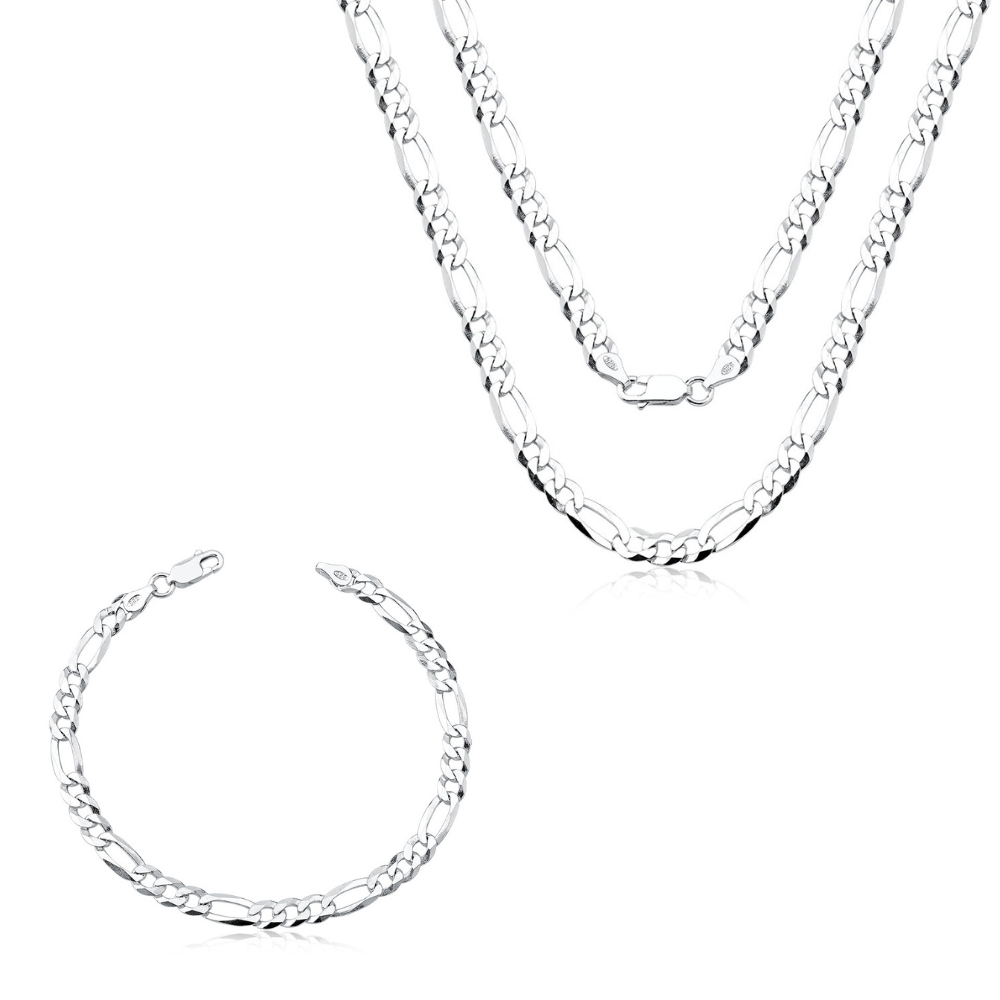 Conjunto Corrente e Pulseira Grumet 3x1 70cm 5mm Prata 925