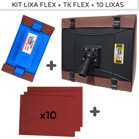 Kit Suporte Para Lixa + Tk Flex + 10 Lixas Suporte Lixador Para Lixar Tetos e Paredes Sem Escadas