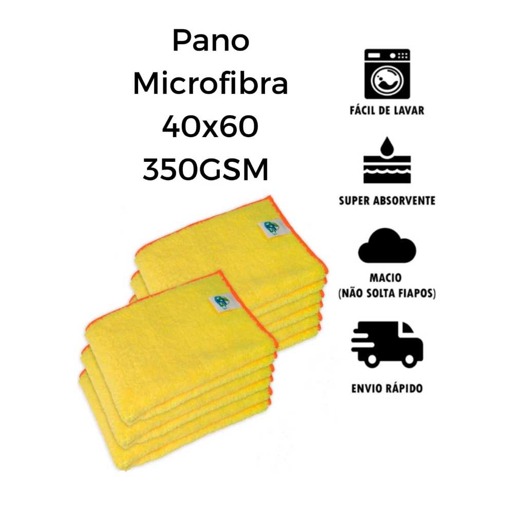 Pano limpeza De Microfibra 60x40 Grosso 350GSM Limpeza Automotiva e Doméstica Flanela Anti Risco