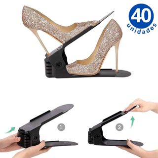 Kit 40 Organizador de Sapatos Portátil Tênis com regulagem de altura Preto em Oferta na Shopee