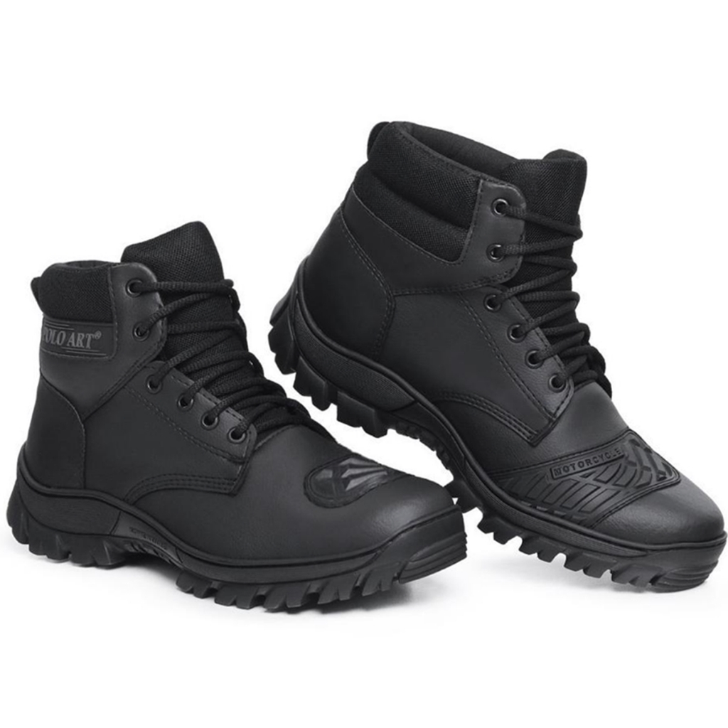 Bota Motociclista Coturno Motoqueiro Conforto Premium Protetor de Marcha e Bico Reforçado em Oferta na Shopee