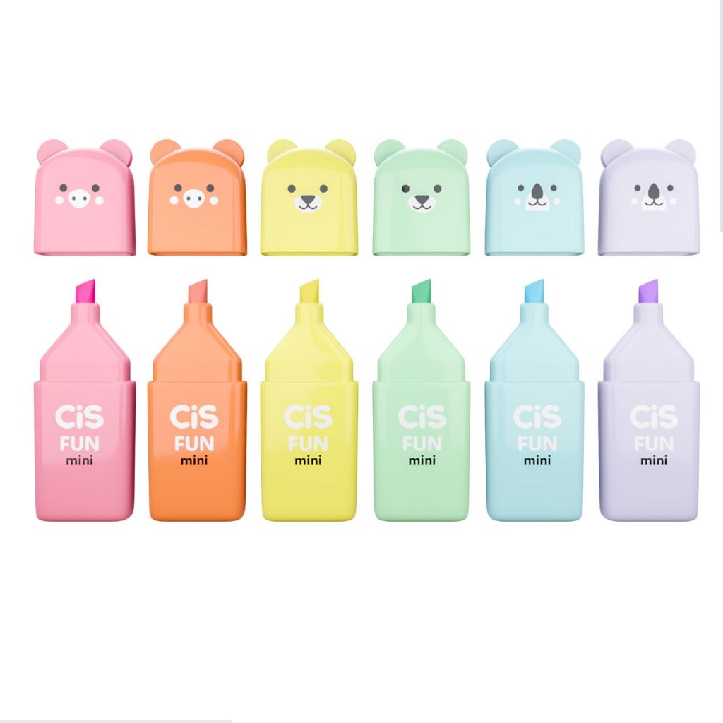 Estojo Mini Marca Texto FUN Fofo de Ursinho CIS - 6 cores - cor Pastel em Oferta na Shopee