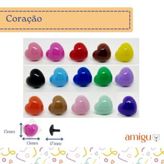 10 Focinhos CORAÇÃO 15mm com trava para amigurumi e bonecas em Oferta na Shopee