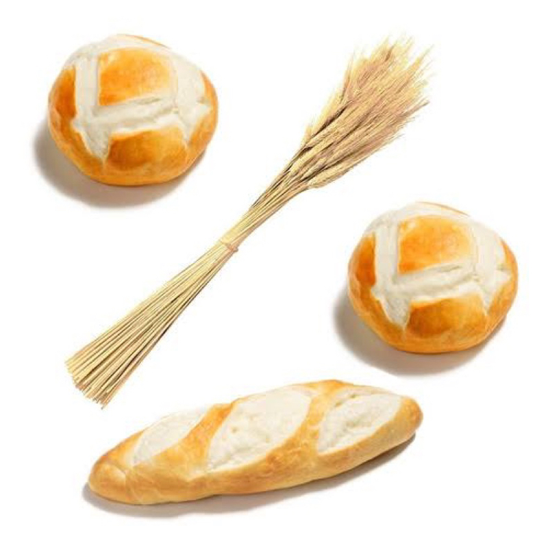 3 pão artificiais grandes e 1 maço de trigo artificial para santa ceia redondo e filao