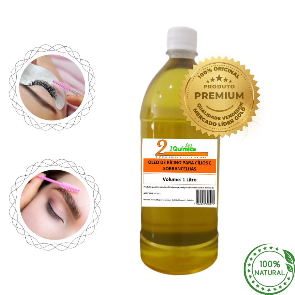 Óleo de Rícino para Cílios Mais Longos e Sobrancelhas Mais Definidas 100% Natural de Primeira Qualidade - 1 Litro (com válvula pump) em Oferta na Shopee