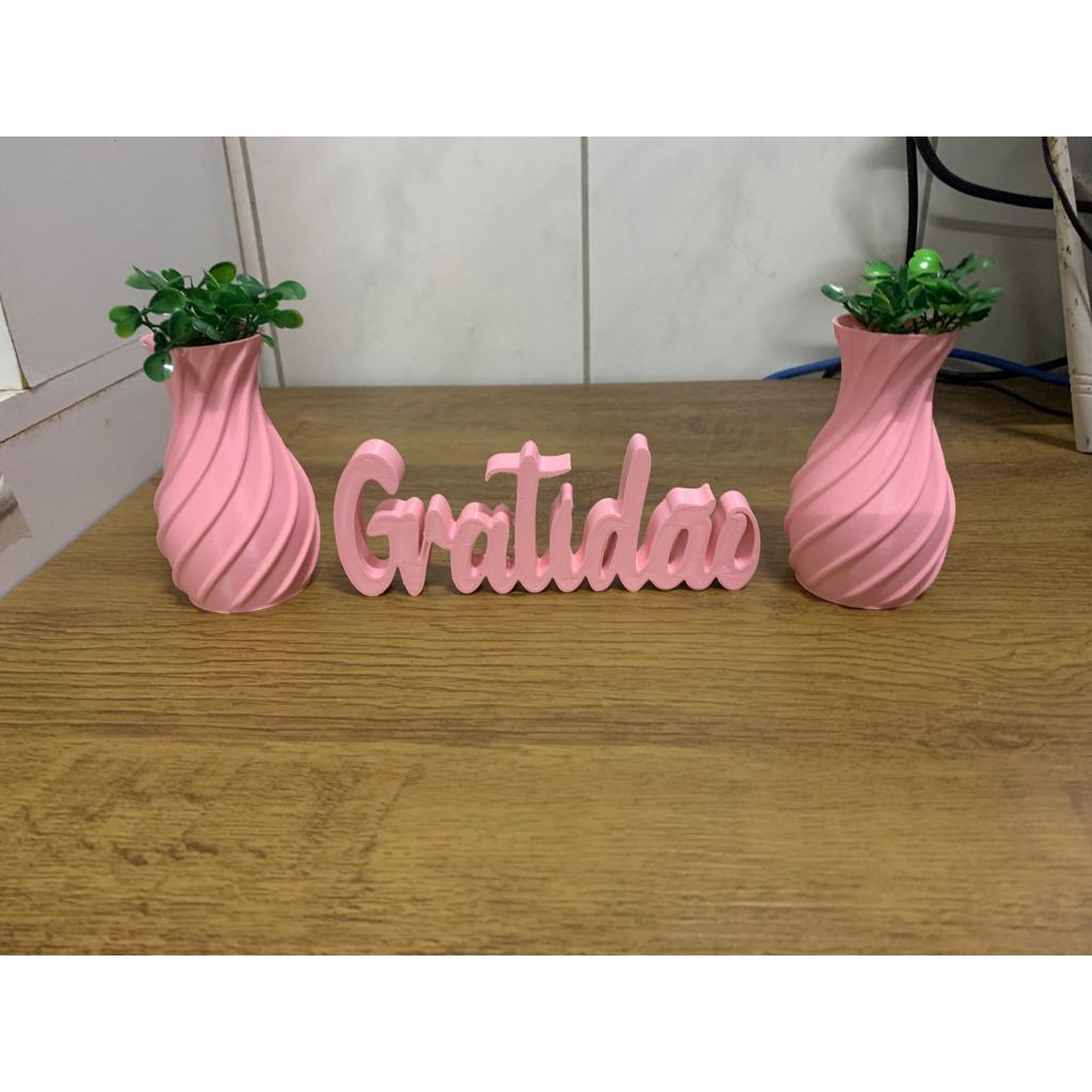 Kit Rosa Vasinhos Decorativos com Palavra Gratidão em Oferta na Shopee