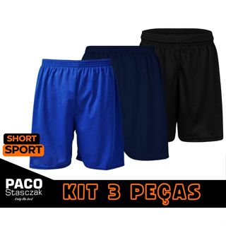 KIT 3 SHORT ESPORTIVO DRY FIT MASCULINO PARA FUTEBOL, ACADEMIA E BANHO