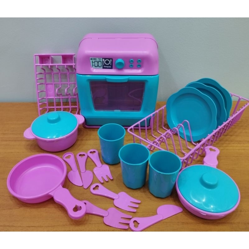 kit Lavando a Louça Infantil - Panelinhas - Escorredor de Louça - Copos - Talheres de Brinquedo - 18 peças em Oferta na Shopee
