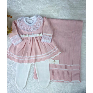 Kit Saída Maternidade Menina Tricot Conjunto Recem Nascido Princesa Completa 3 Peças