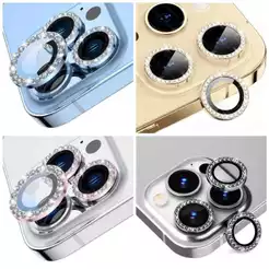 KIT Pelicula Diamante lente da câmera anel protetor de vidro para iphone 11/ 12 /13/ Pro Max 14 /Plus 14Pro Max
