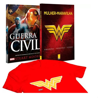 Kit Livro box Mulher-Maravilha + Guerra Civil + Camiseta G Novo oiriginal lacrado