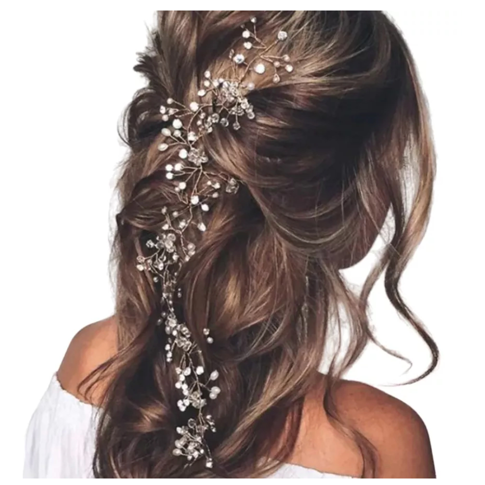 Enfeite Arranjo Cabelo 50cm Noiva Debutante Fio Strass em Oferta na Shopee