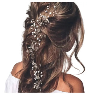 Enfeite Arranjo Cabelo 50cm Noiva Debutante Fio Strass