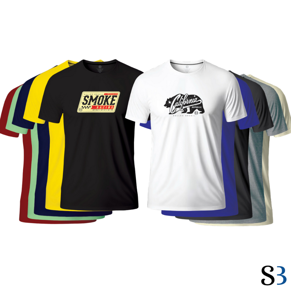 Kit 10 Camisas Camisetas Masculinas 100% Algodão P ao GG e Plus Size G1 ao G9