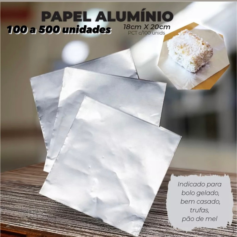KIT embalagem Bolo Gelado pão de mel Alumínio Papel Chumbo cortado 18x20 - Home & Living