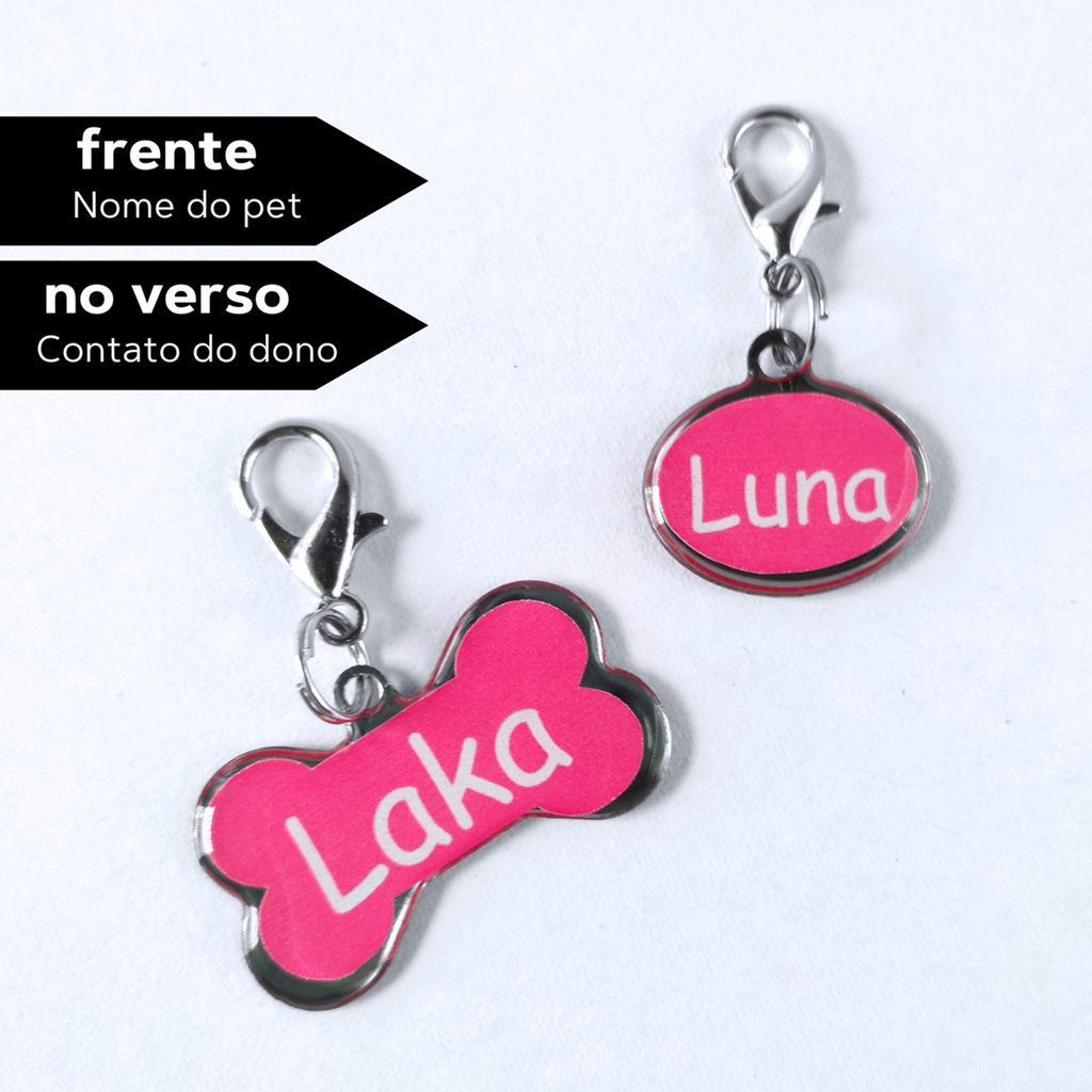 Pingente de Identificação Pet Plaquinha Gravada com Nome