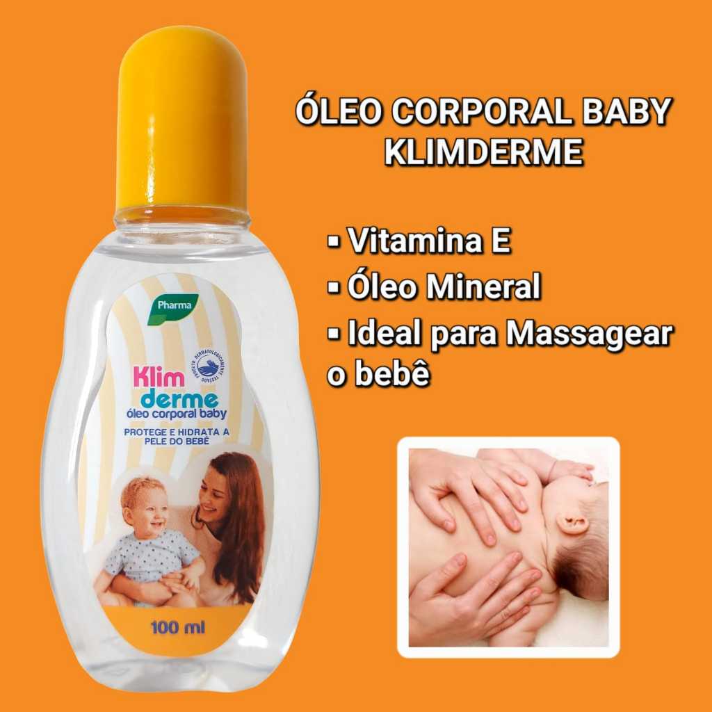 Óleo Corporal e Hidratante Suave Para Bebe Klimderme 100ml em Oferta na Shopee