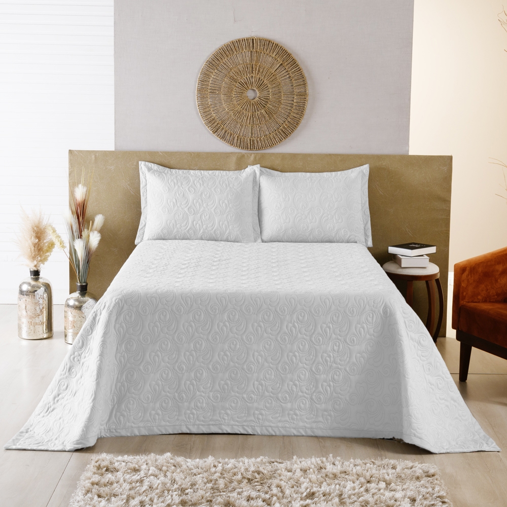 Kit Cobre Leito Bordado Queen 3 Peças Percal 400 Fios London em Oferta na Shopee