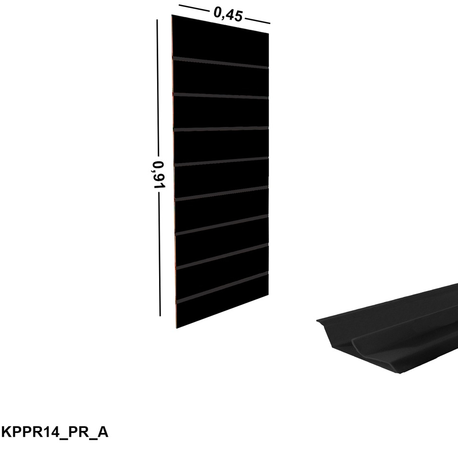 Painel Canaletado em Mdf prateleira 0,91 x 0,45m Preto com Perfil Pvc