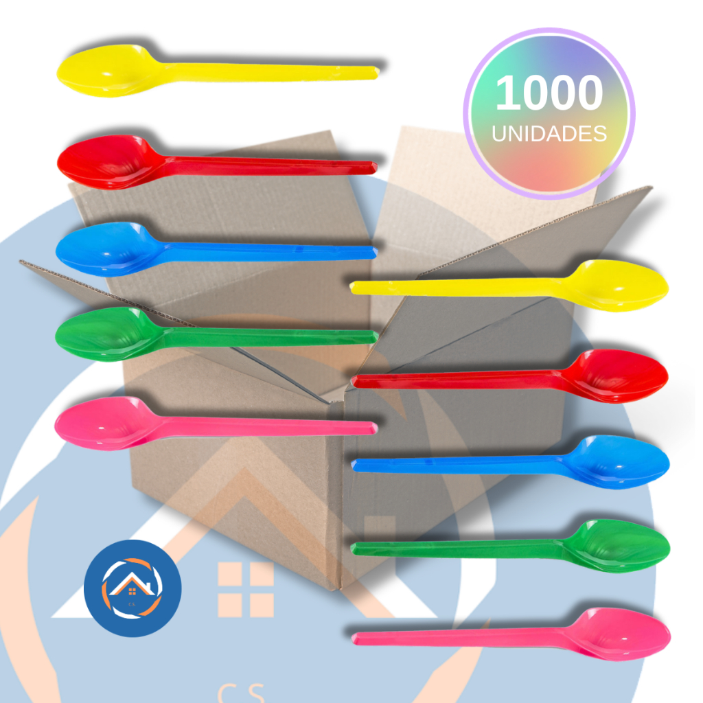 Colher Sobremesa Colorida c/1000un em Oferta na Shopee