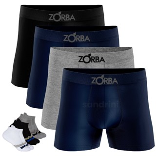 Kit 4 Cuecas Zorba Boxer Sem Costura Masculinas + 6 Meias Promoção