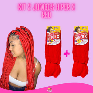 Jumbo Super X Red Kit com 2 unidades total 800g BoxBraids Nago Tranças Twist Boxeadora