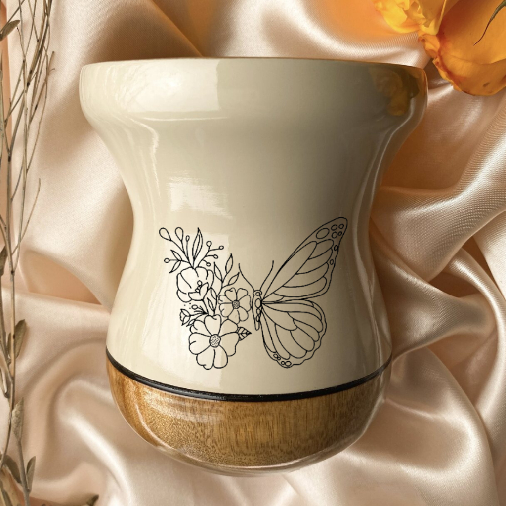 Cuia de chimarrão Madeira Bicolor Nude Personalizada Arte Minimalista - Varias opções em Oferta na Shopee