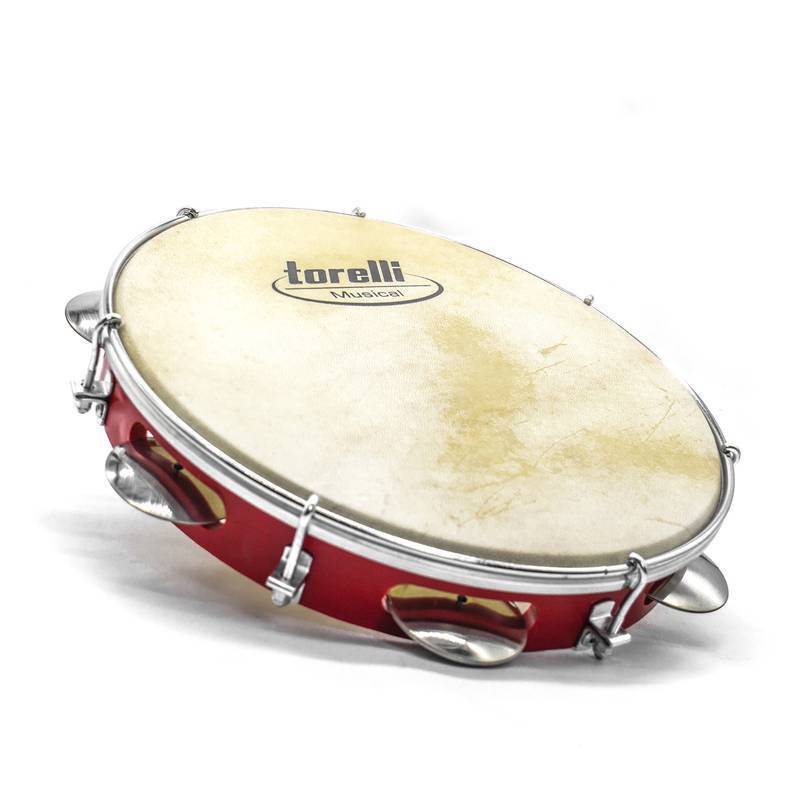 Pandeiro com Pele de Couro Vermelho Torelli (Tp300)