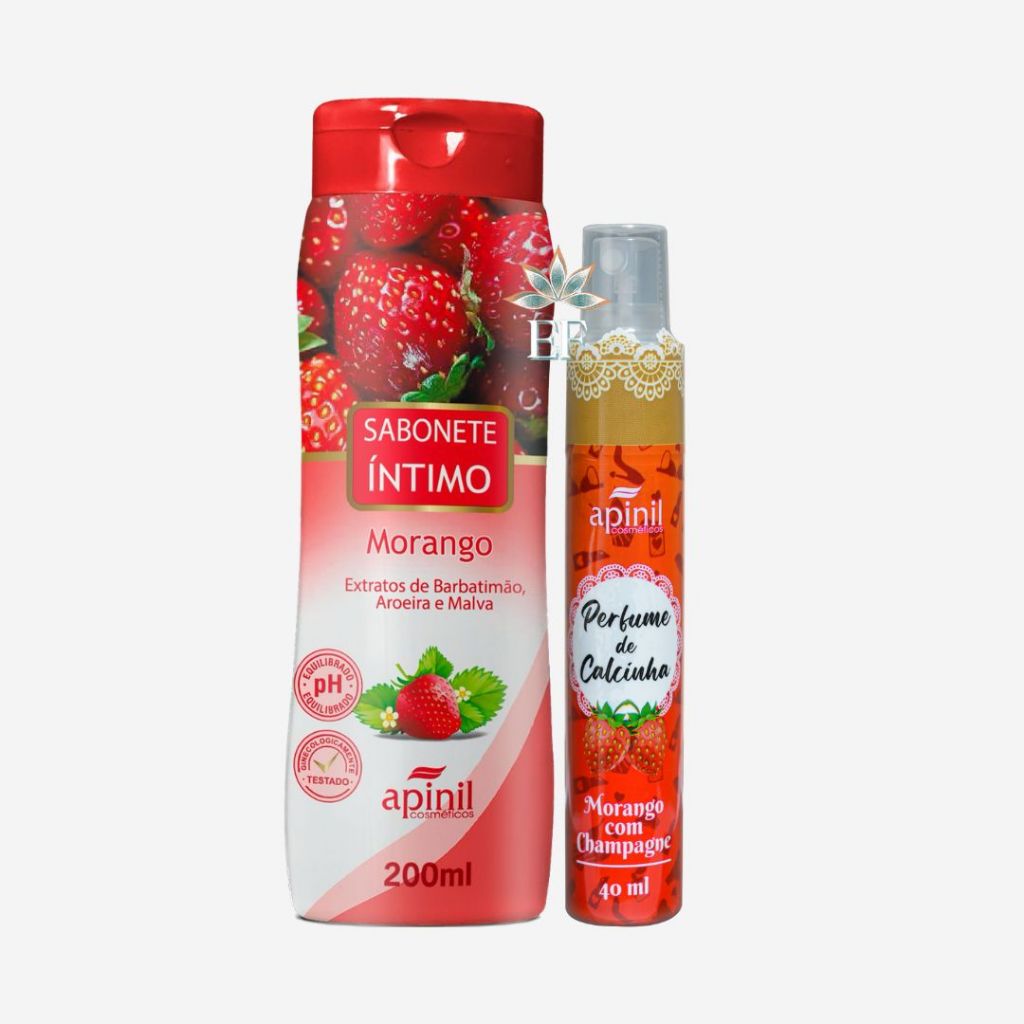 Kit 2 Itens MORANGO (Sabonete Íntimo 200mL + Perfume de Calcinha 40mL) APINIL