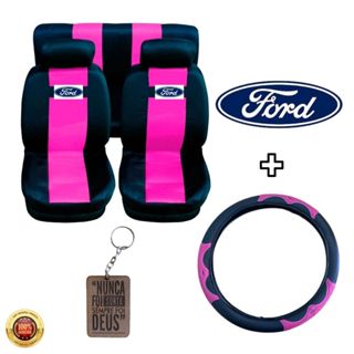 Kit Capa Rosa Banco Automotivo Carro Tecido Nylon Ford Focus Fiesta Ka Ecosport