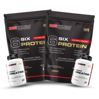 Kit 2x 6 Six Protein 2kg  + 2x Creatina 300g - Ganho de Massa e Definição Muscular - Bodybuilders em Oferta na Shopee