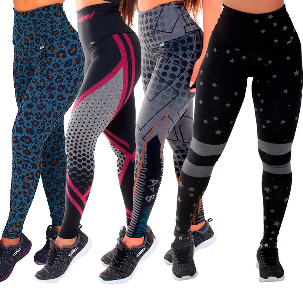 Kit 4 Leggings Mescla Sublimada Zero Transparência em Oferta na Shopee