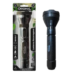 Lanterna 3w LED Recarregável Bivolt Luz Branca Uso Viagens Camping SOS Clareia Potente
