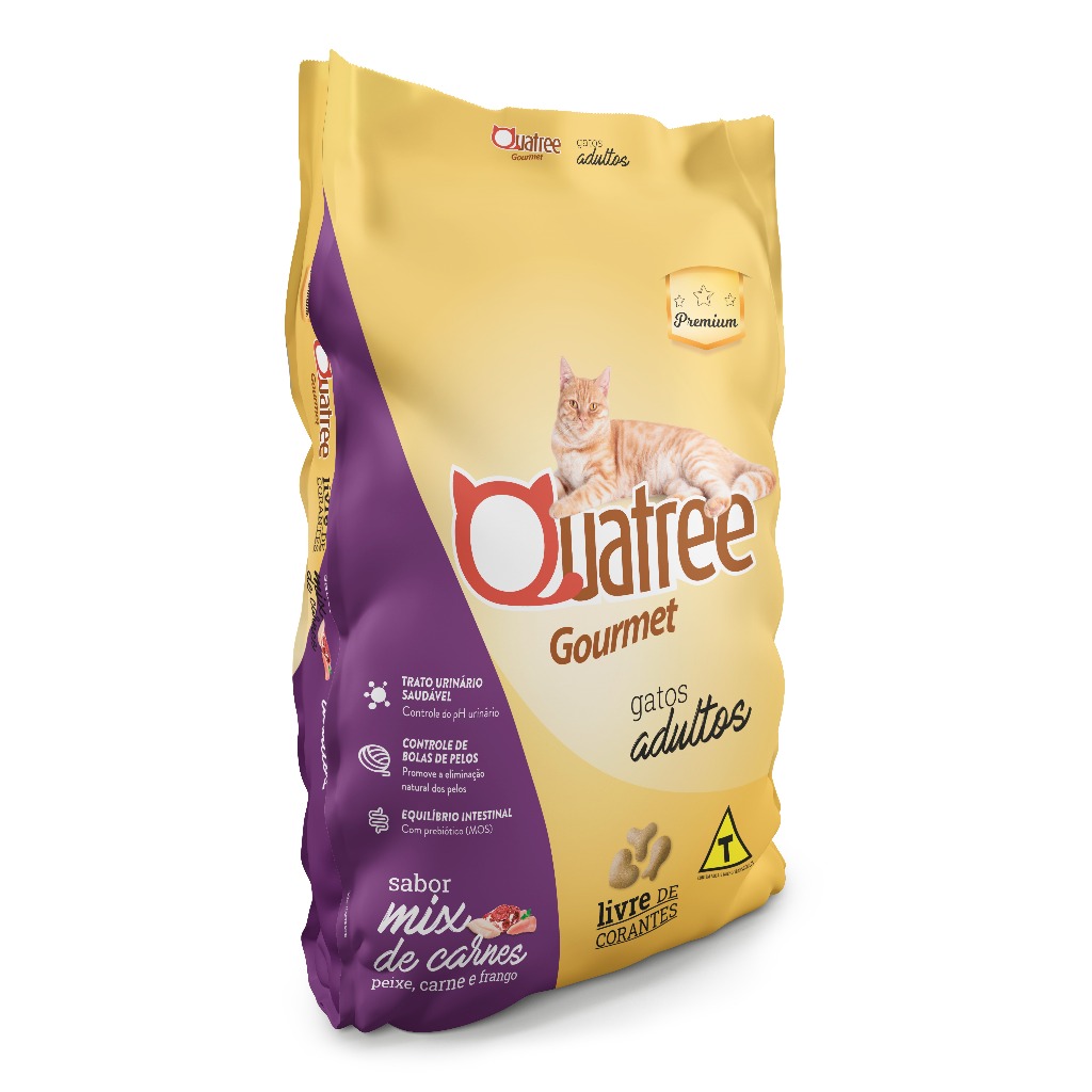 Ração Quatree Gourmet Gatos Adultos Mix de Carnes 3 kg