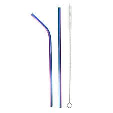 Kit 2 Canudos Inox Reutilizável RETO e 1 CURVADO + Limpador-Cod:G16