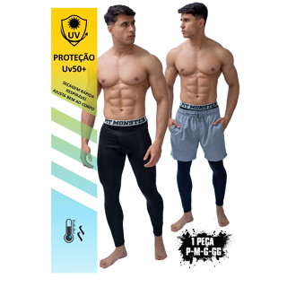 Calça Térmica Segunda Pele Esportivo Masculino Proteção UV50+ Microfibra PitMonster