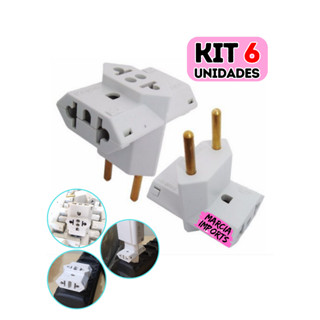 Kit 6 unidades Adaptador Tomada Multiuso Plug Elétrico 10a / 20a bejamin Novo Envio Rápido